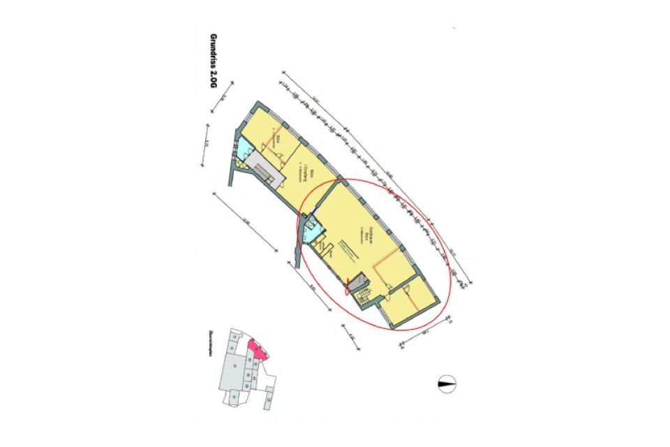 Skizze aktuelle Raumaufteilung OG 2 Blaues Haus Teilfläche 190